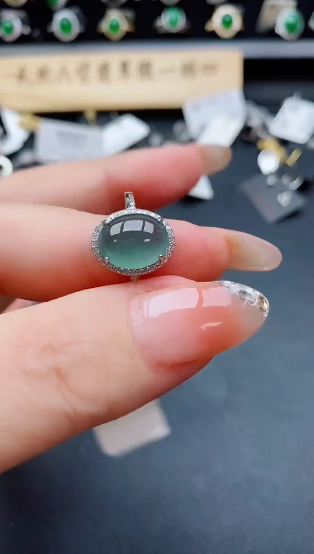 银S925镶嵌戒指翡翠1