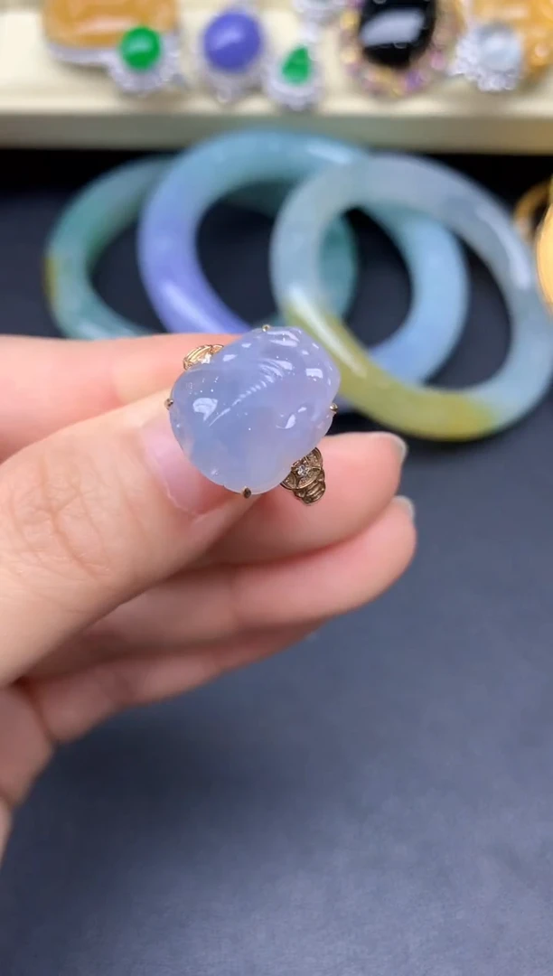 18K金镶嵌戒指翡翠192-雪姐翡翠天天见