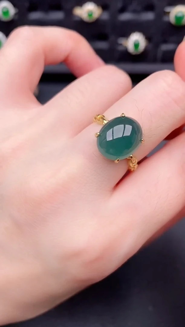 银S925镶嵌戒指翡翠天然a货翡翠116
