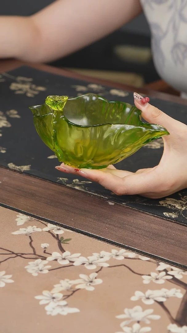 手工艺品琉璃绿色荷叶荷花莲蓬公道