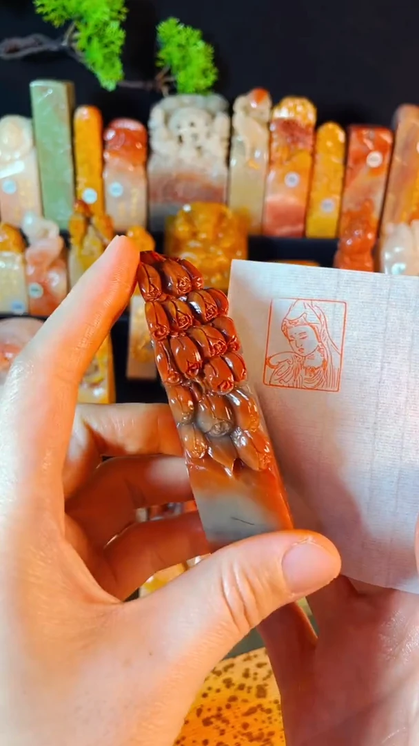 老挝石印石手工篆刻《佛造像》