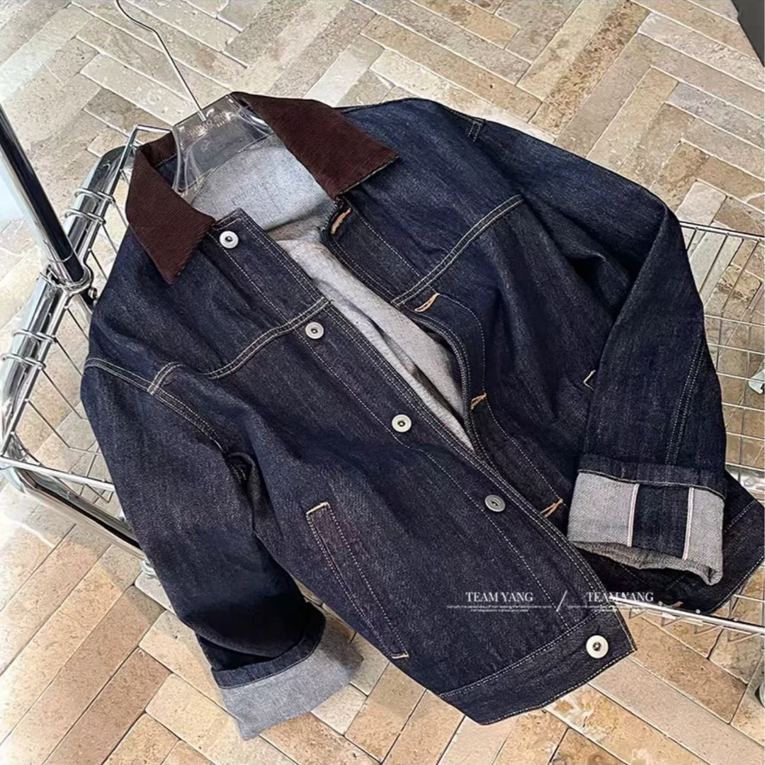 Team Yang-早秋新款老钱复古牛仔夹克有型日本赤耳红边布外套5136