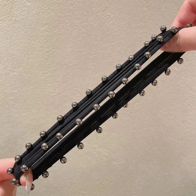 FS-38黑色百搭面膜发圈气质珠珠耐用高弹力头绳