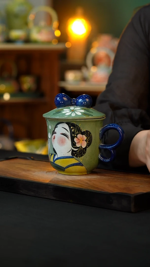 杯手绘心瓷陶瓷浮力