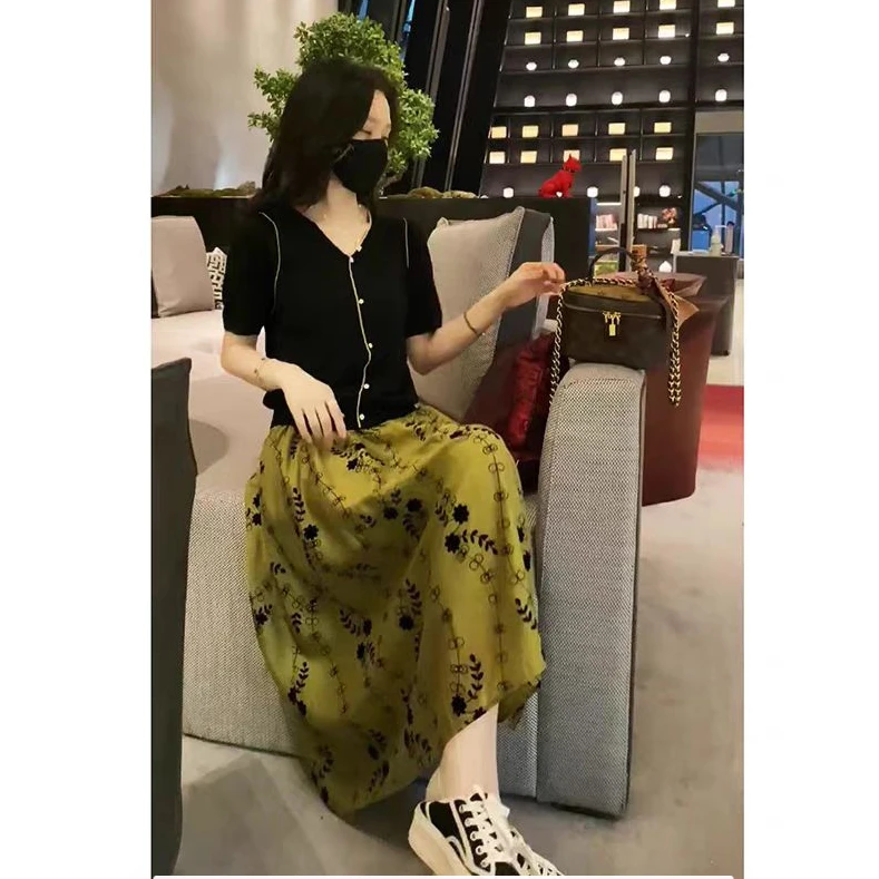 轻熟风韩系成套搭配职业洋气女装港味小香风半身裙139