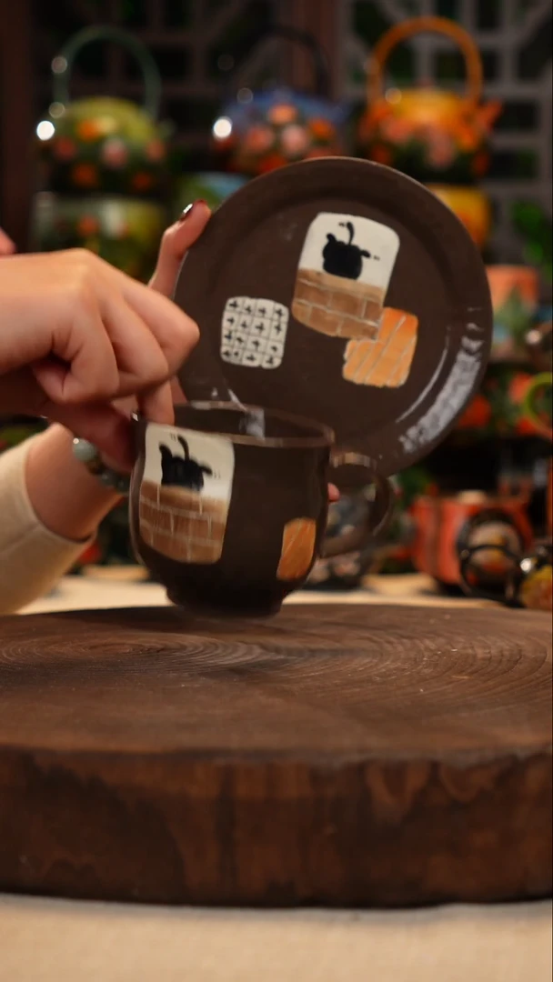 紫砂油画釉下彩手绘