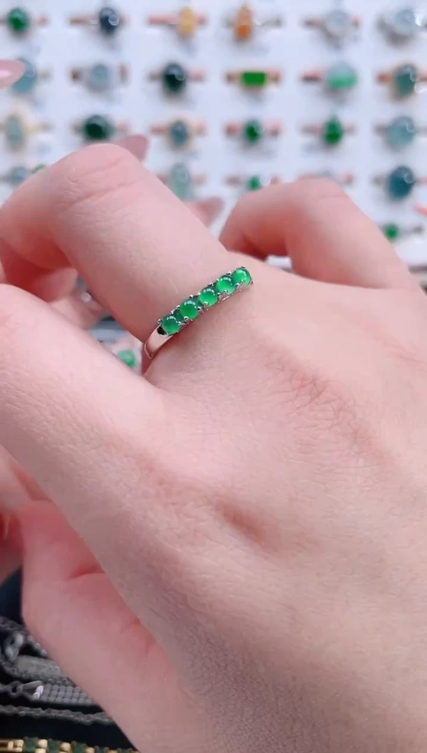 银S925镶嵌戒指翡翠天然翡翠