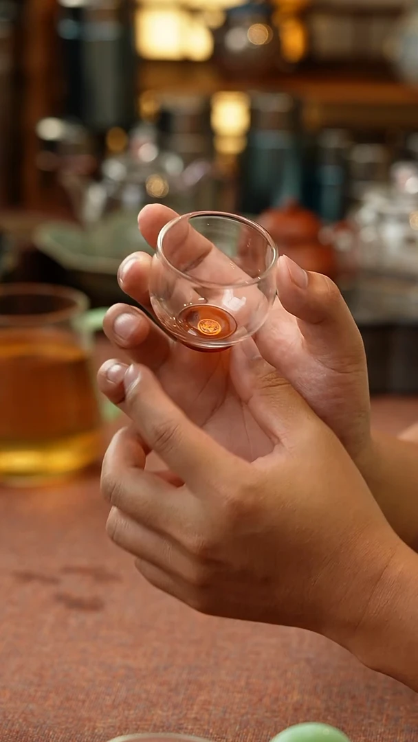暗香疏影/圆融杯/手工彩璃窨底/琥珀