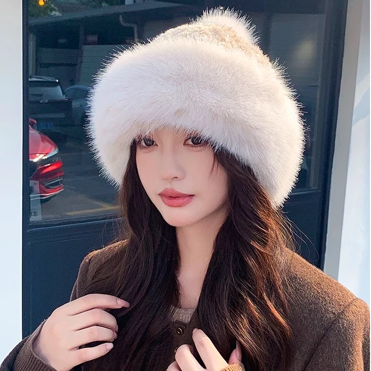 秋冬季加厚护耳公主帽百搭毛绒甜美可爱保暖针织帽子女士时尚