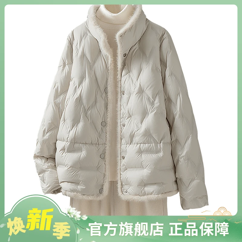 2024冬装新女士时尚小个子立领保暖外套90绒短款羽绒服S43B4759Y