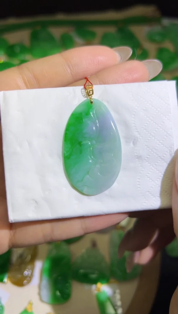 【闪购商品】翡翠颈饰18K金镶嵌Q缅料A货翡翠/支持复检/一件