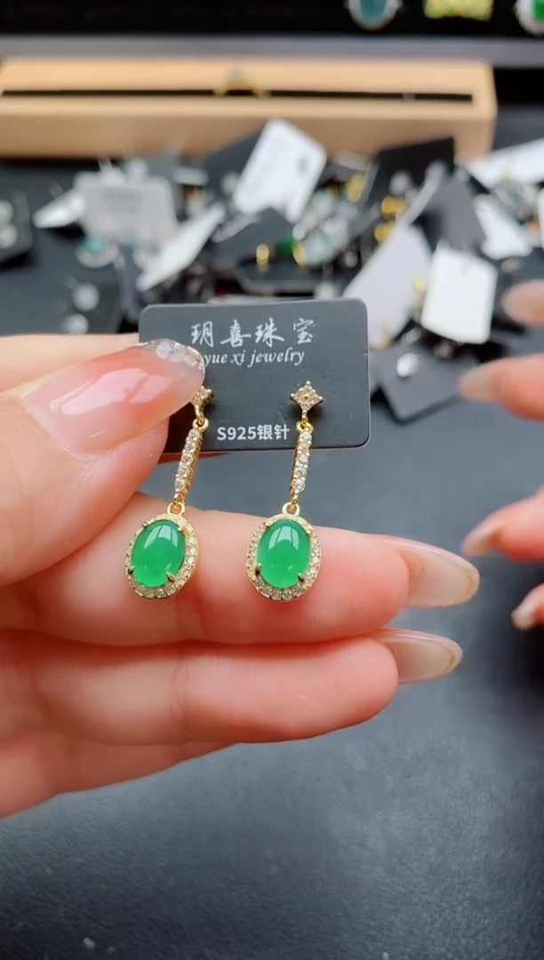 银S925镶嵌戒指翡翠1