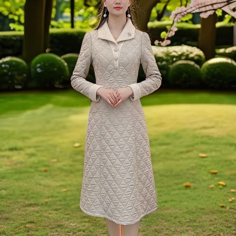 冬季新款气质修身收腰百搭显瘦洋气新中式时尚连衣裙