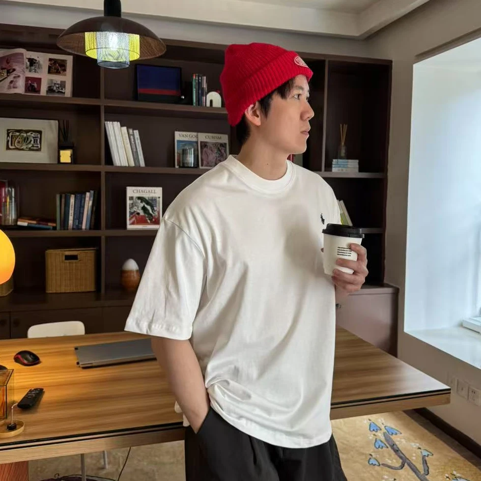 骑士圆领短袖重磅纯棉男女同款百搭短袖经典爆款高级感短袖夏款