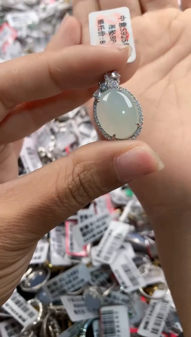 银S925镶嵌戒指翡翠444     5