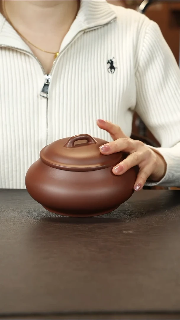 紫砂茶叶罐老紫泥 石瓢茶仓 200g