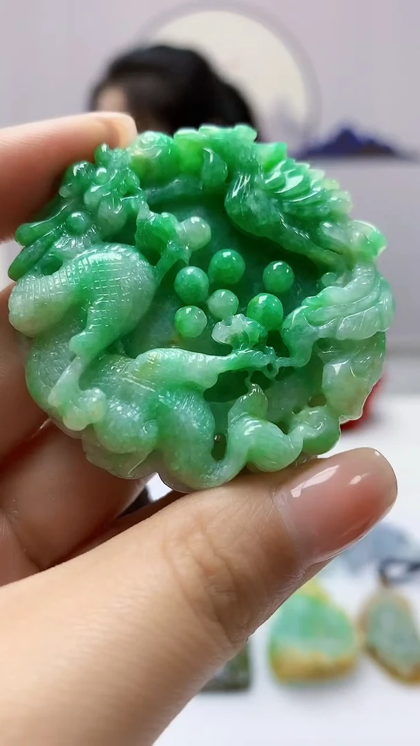 【闪购商品】定制翡翠未镶嵌4902ms-毛货126龙凤