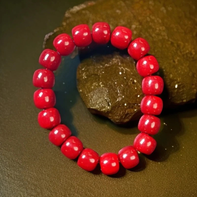 手链 Y335赤血红桶珠12m手串