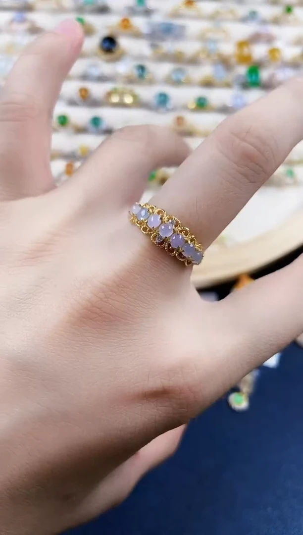 翡翠戒指银S925镶嵌12349