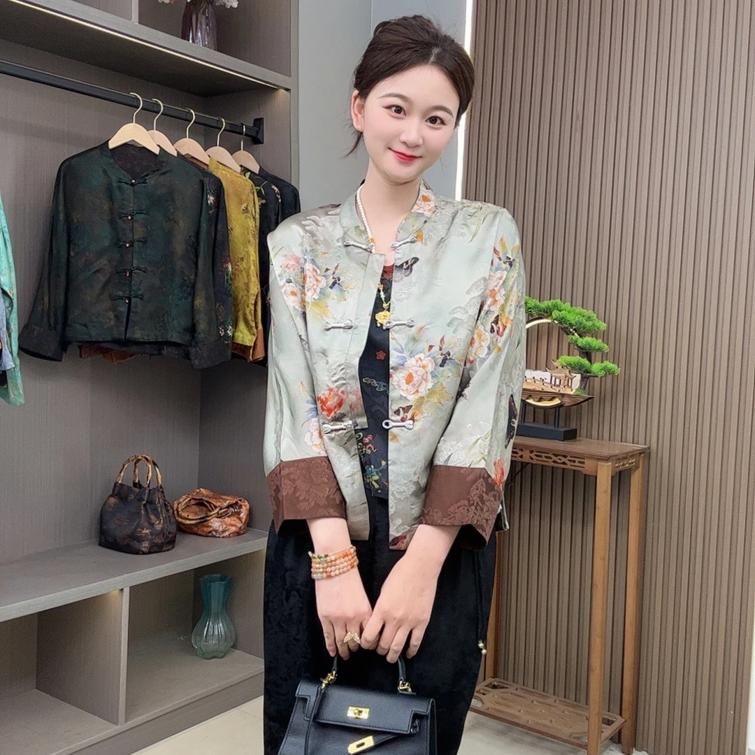 【琉璃坊】专属定制 新款老料蝶恋牡丹双面穿外套上衣