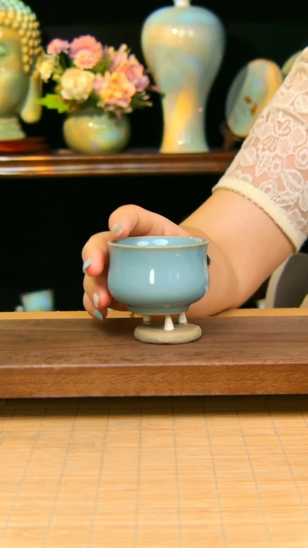 瓷片如意杯原矿天青一级品