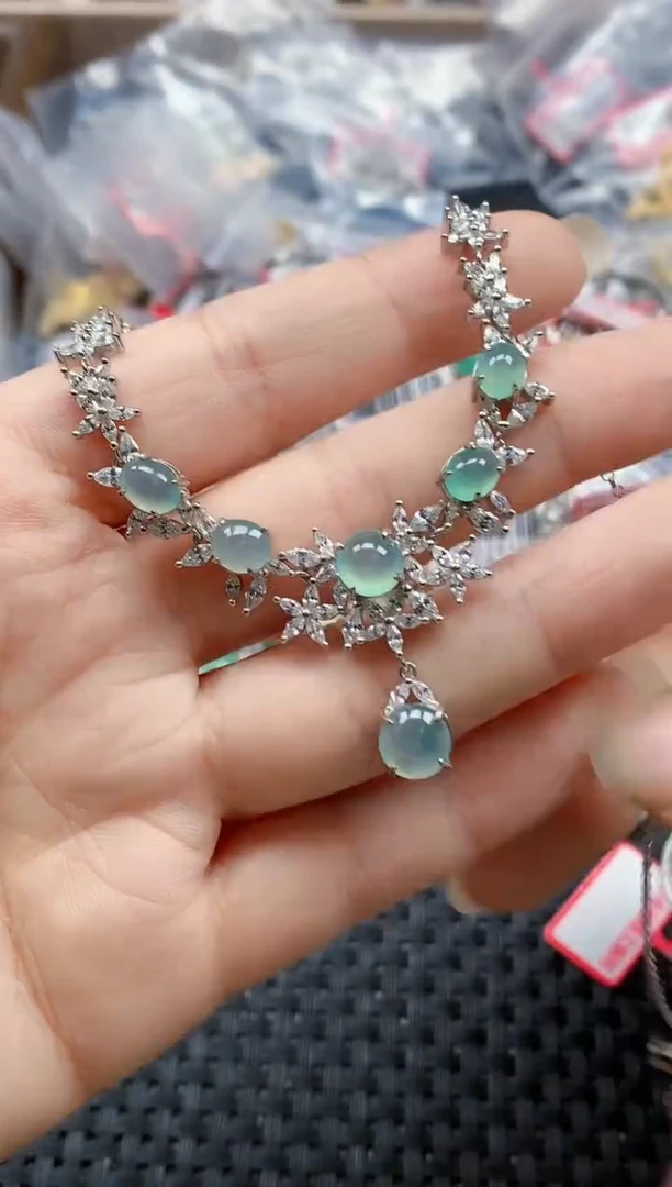 银S925镶嵌戒指翡翠天然A货缅甸翡翠