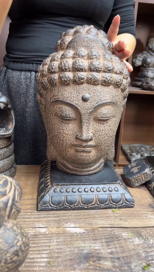 陶土大佛首+莲花底座