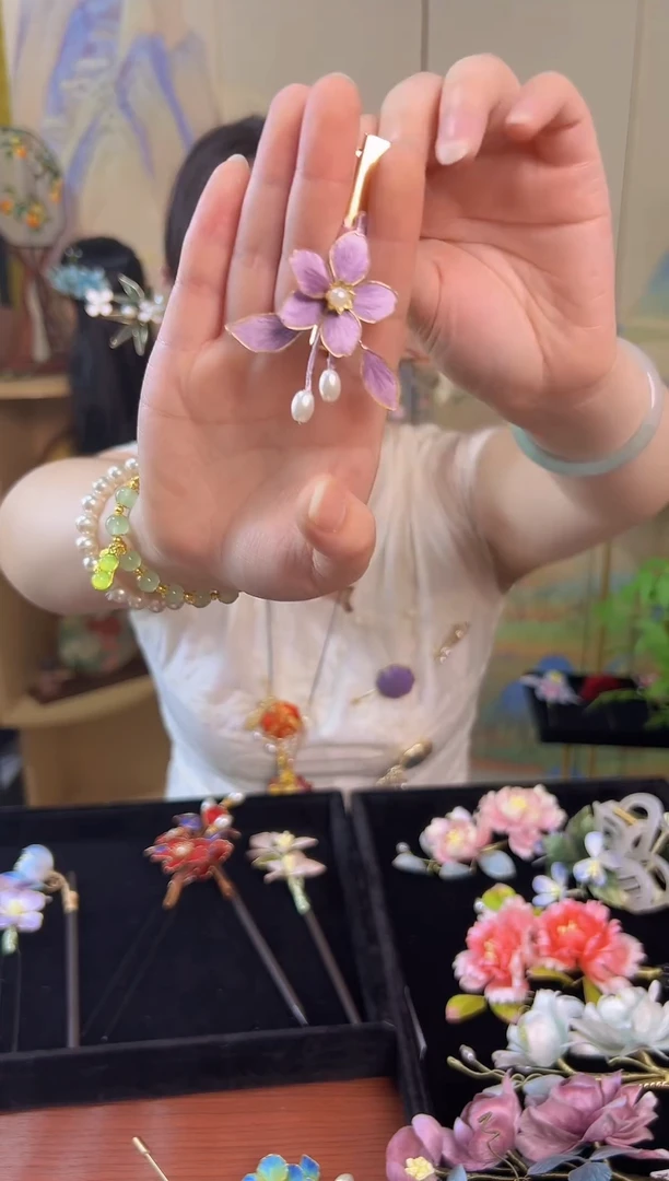 织绣非遗绒花纯手工