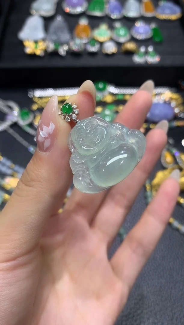 翡翠18K金镶嵌吊坠(不含链)3吊坠不含链