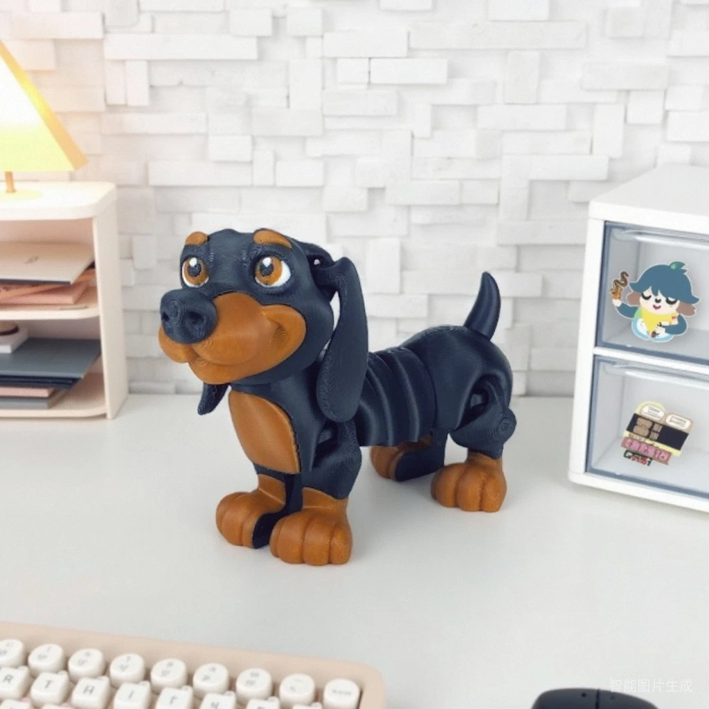 3d打印腊肠狗可爱仿真狗狗摆摊爆款玩具模型关节可动车载公仔手办