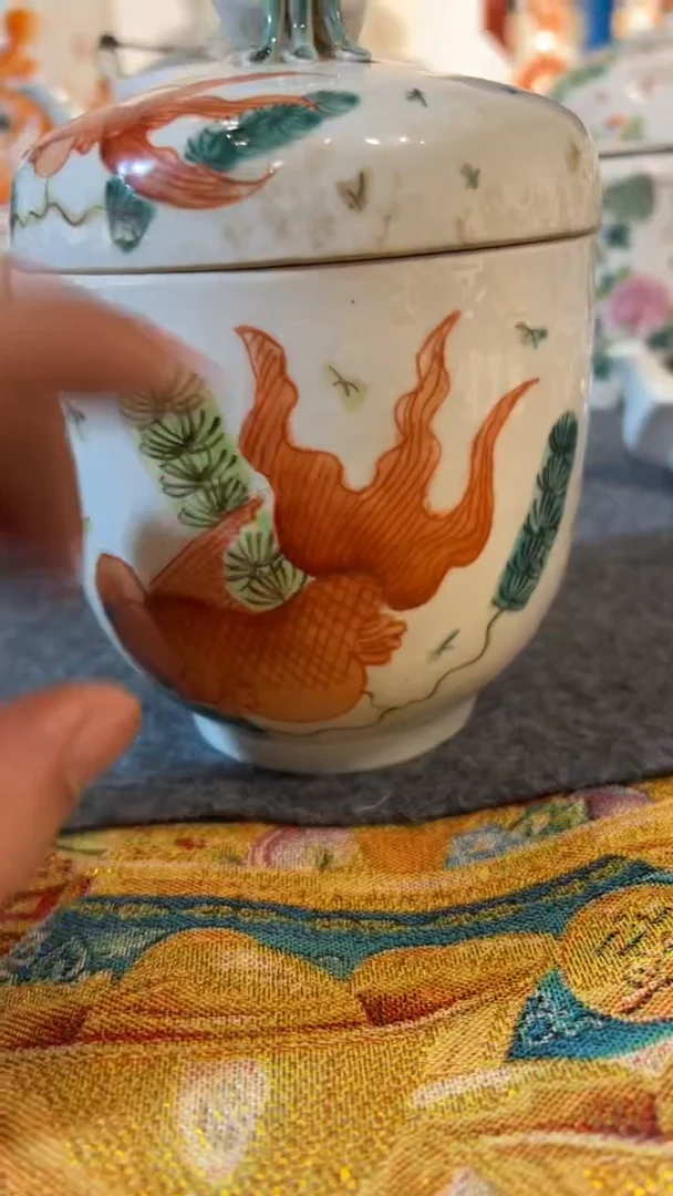 摆件瓷摆件瓷摆件金鱼糖罐