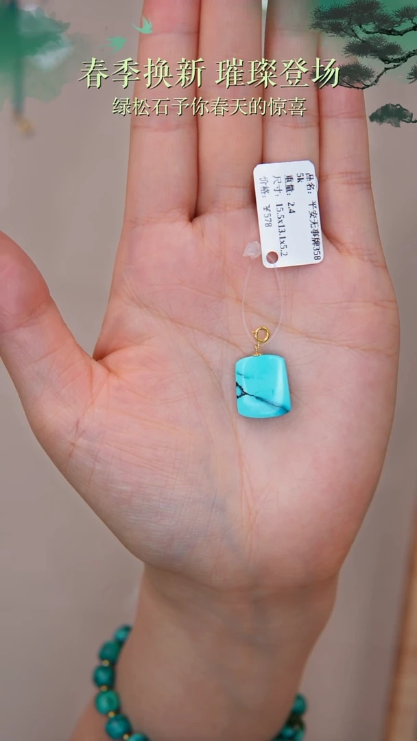 【闪购商品】绿松石吊坠(赠链)18K金镶嵌1