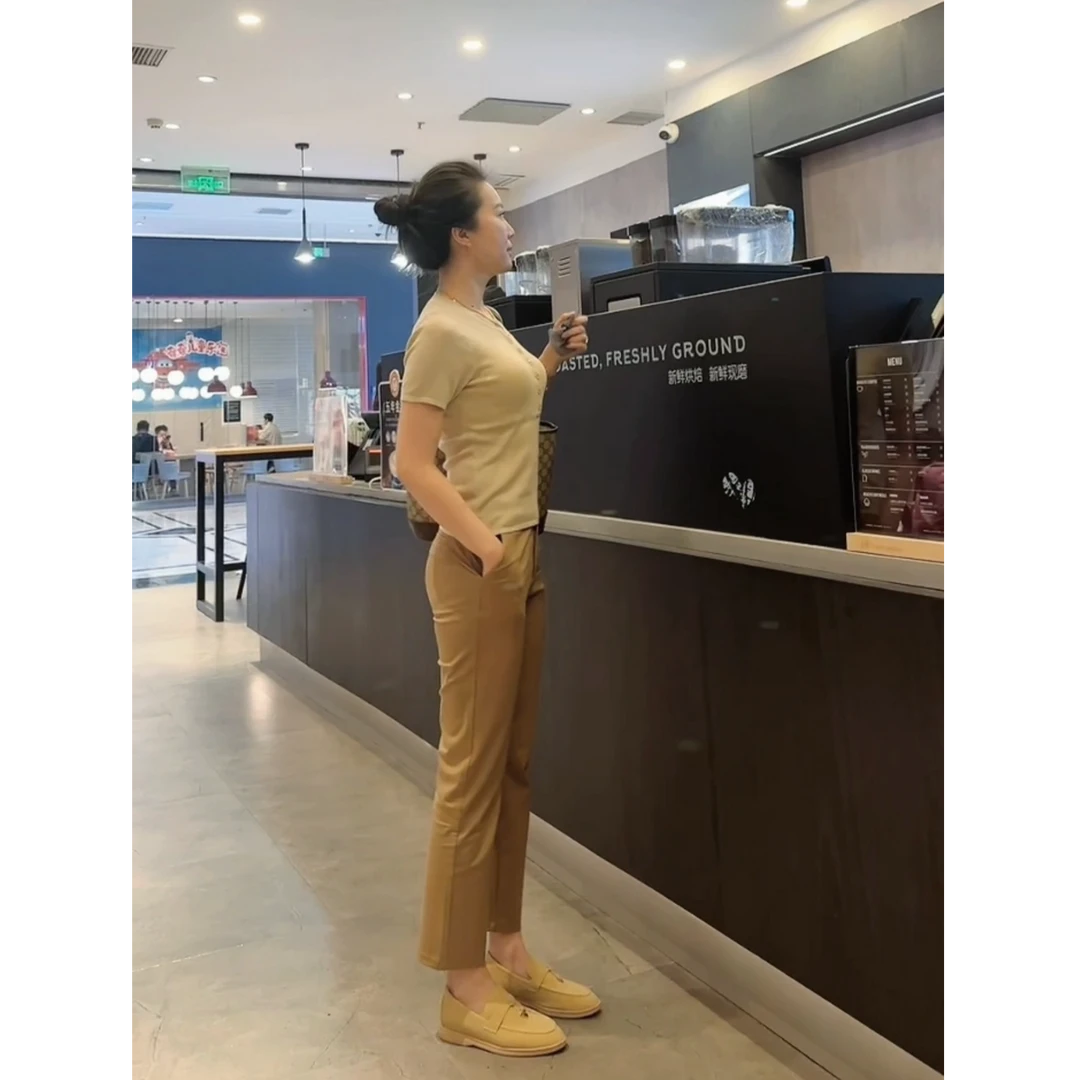 郑州女裤/JINJING新款法棍烟管西裤高弹抗皱高腰后妈裤2025新款