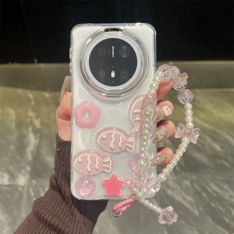 适用华为mate70pro+手机壳mate60少女心立体星星小鱼pura70防摔女