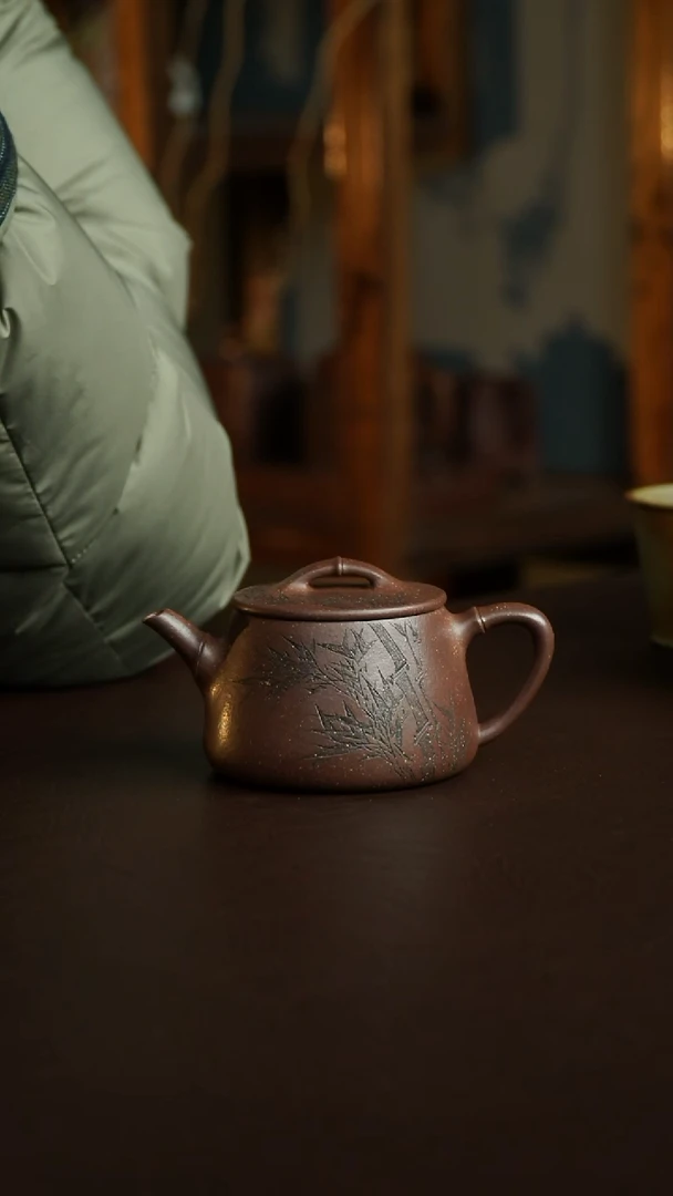 茶杯紫砂65号 李建军老师紫玉金砂竹节高石瓢