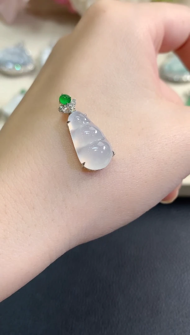 吊坠(不含链)18K金镶嵌翡翠秋日珠宝多样性发货一件Q21