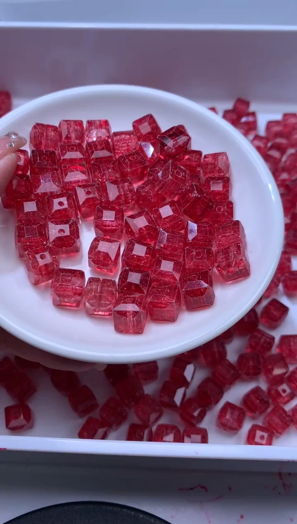 颈饰未镶嵌水晶W3185 红碧玺方糖10MM*10颗