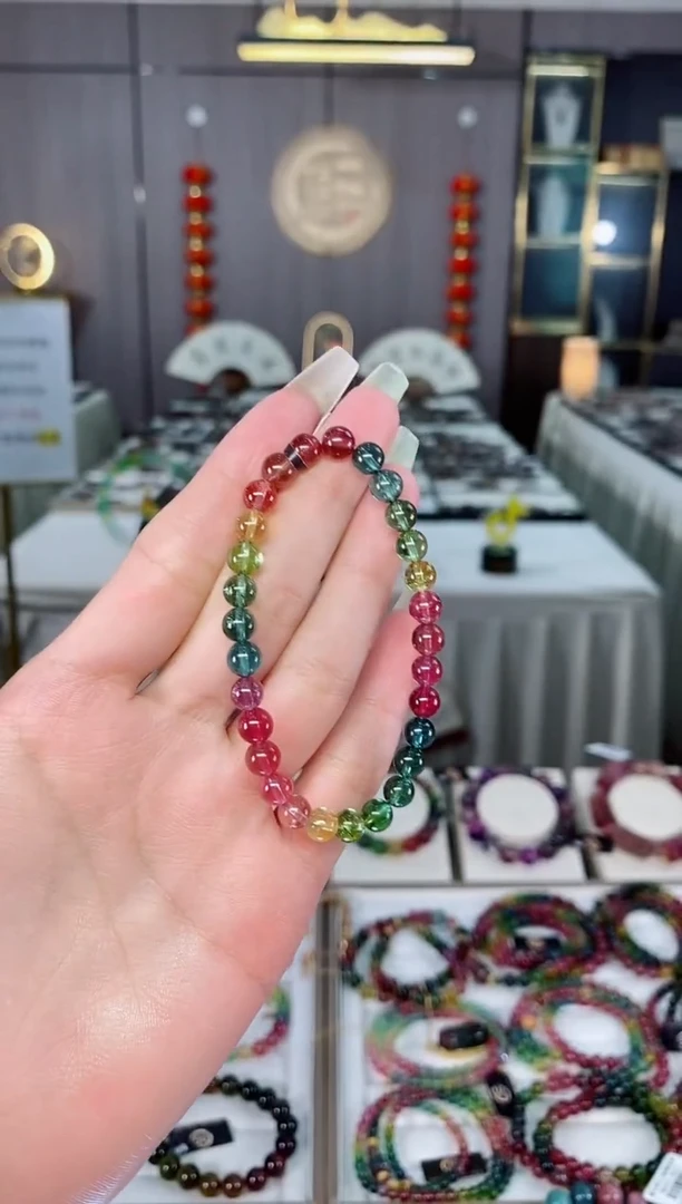 老矿碧玺单圈手串6mm+未镶嵌碧玺mz多样性发货一条