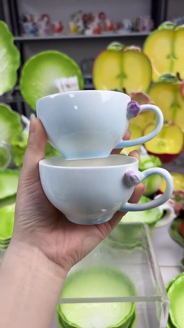 瓷小花茶杯【2个】颜色随机不接受备注