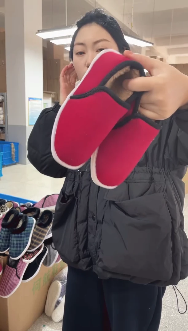 清 牛筋底红色棉鞋34码5号