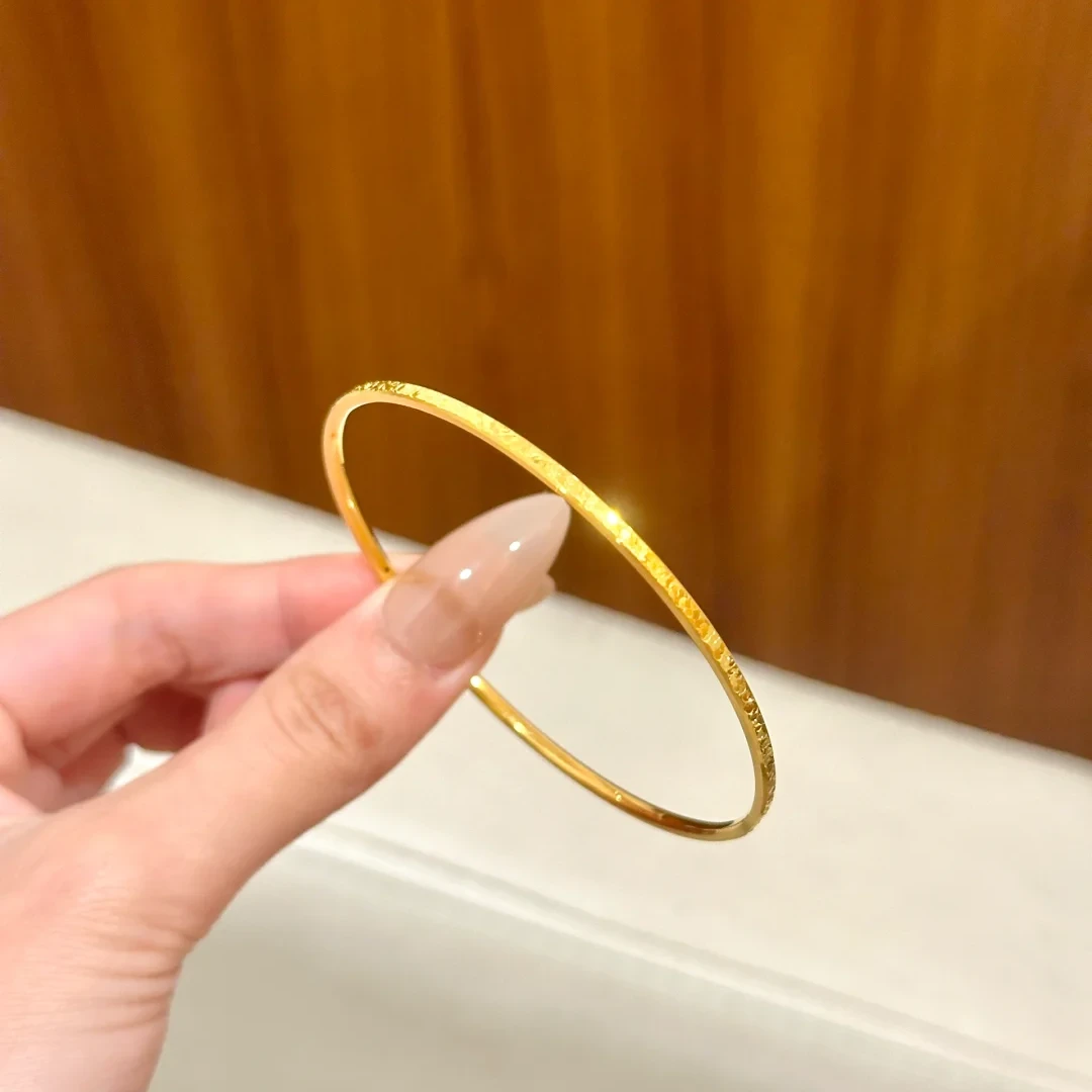 【卡2mi碎冰冰】足金999黄金手镯碎金奢华风水贝好物按克设计感手环