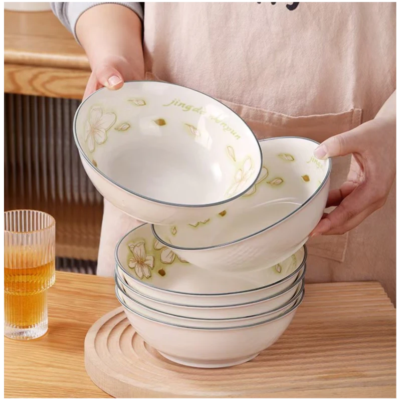 6只装7英寸黄金叶斗笠碗家用陶瓷面碗吃螺蛳粉碗拉面碗