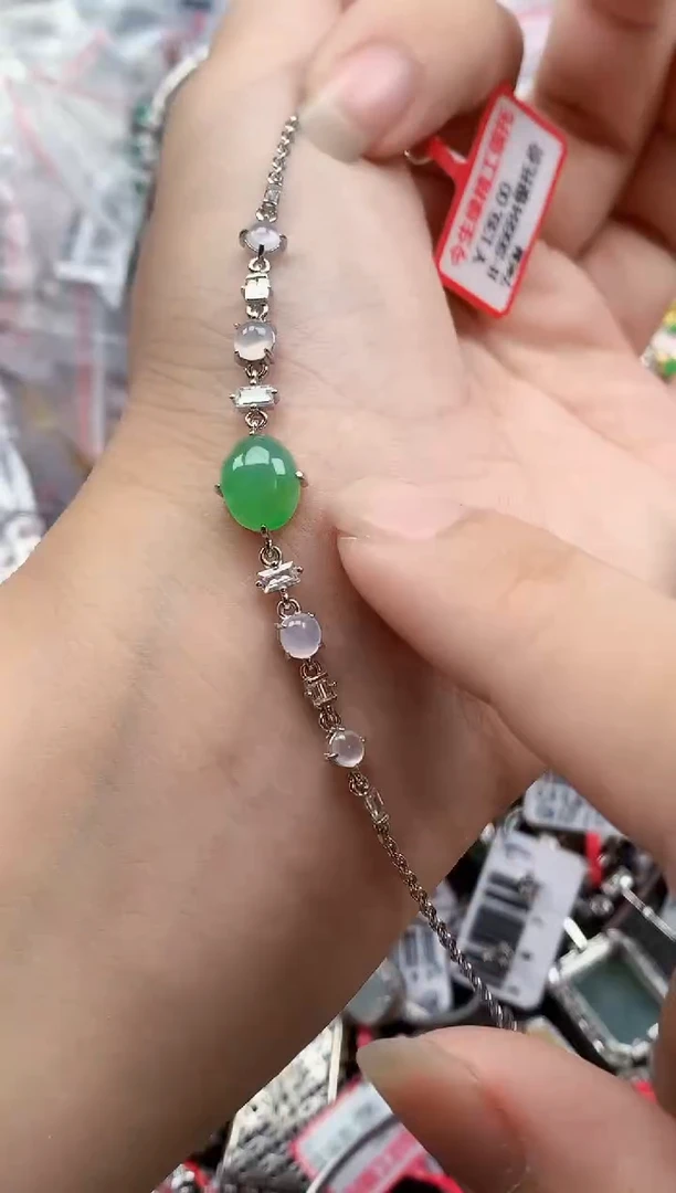 银S925镶嵌戒指翡翠天然A货缅甸翡翠