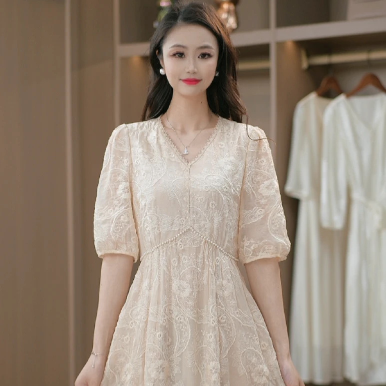 时尚大方精致优雅修身显瘦减龄显白气质夏季收腰夏季连衣裙M-4XL