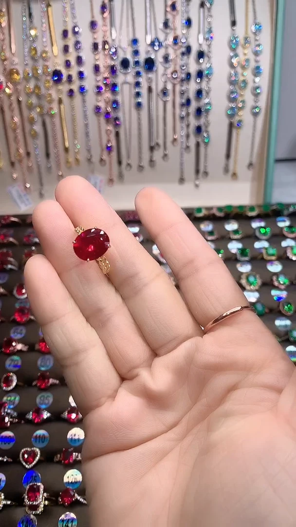 【闪购商品】红宝石戒指银S925镶嵌金色10.12
