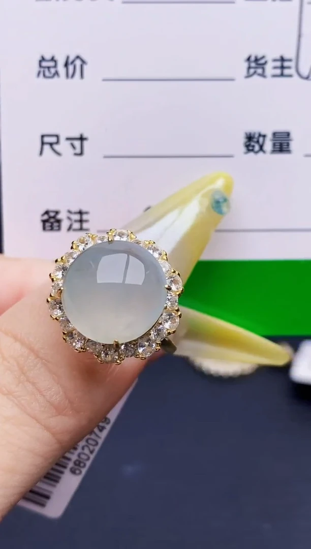 银S925镶嵌戒指翡翠8021