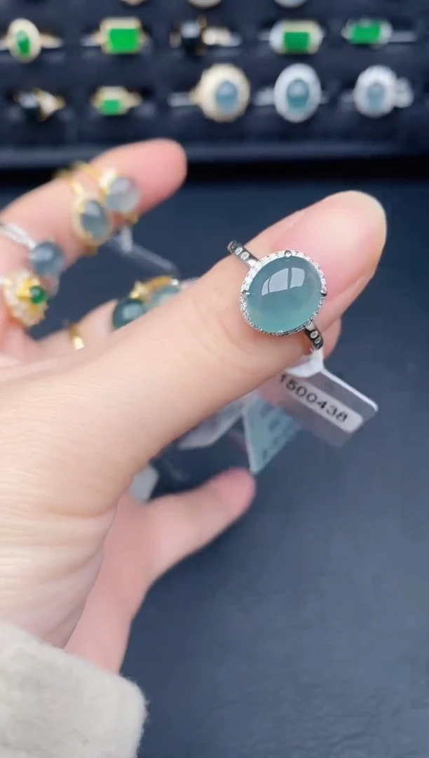 银S925镶嵌戒指翡翠天然a货翡翠6