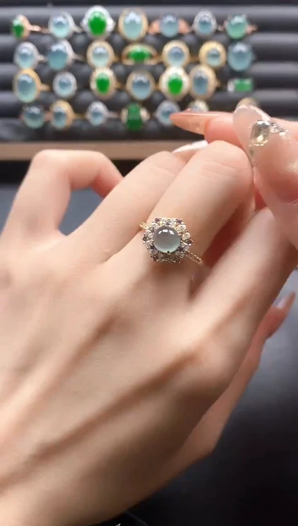 银S925镶嵌戒指翡翠51511