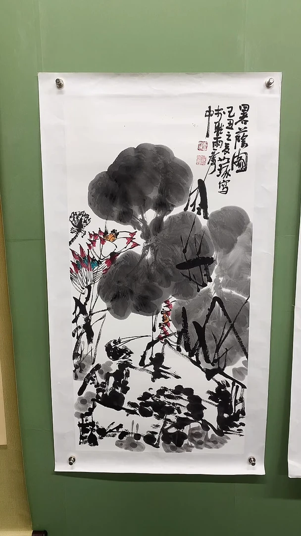 竖款精品三尺荷花，暑荫