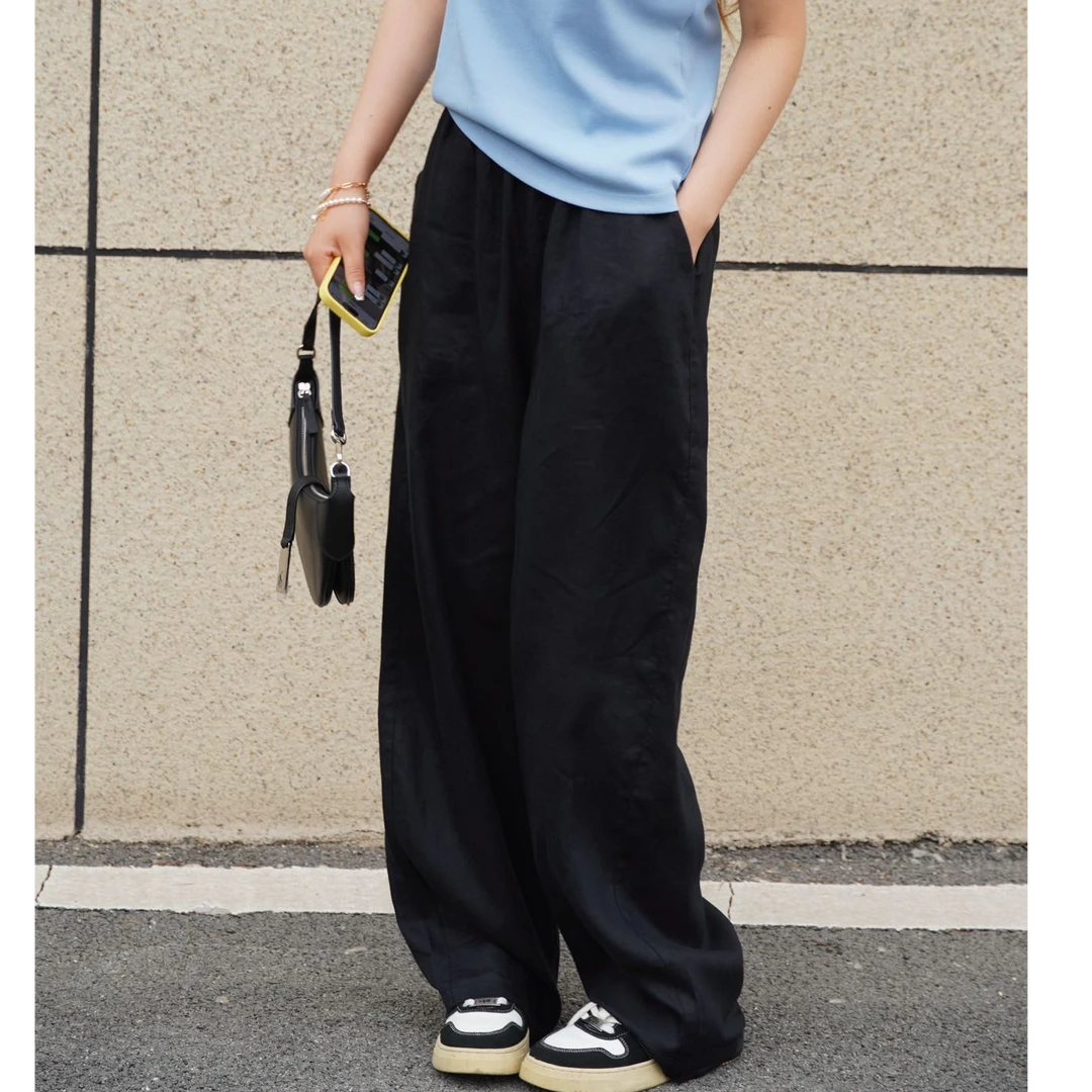 凉感休闲百搭【慵懒松弛感】17支法国100%亚麻镰刀裤 086